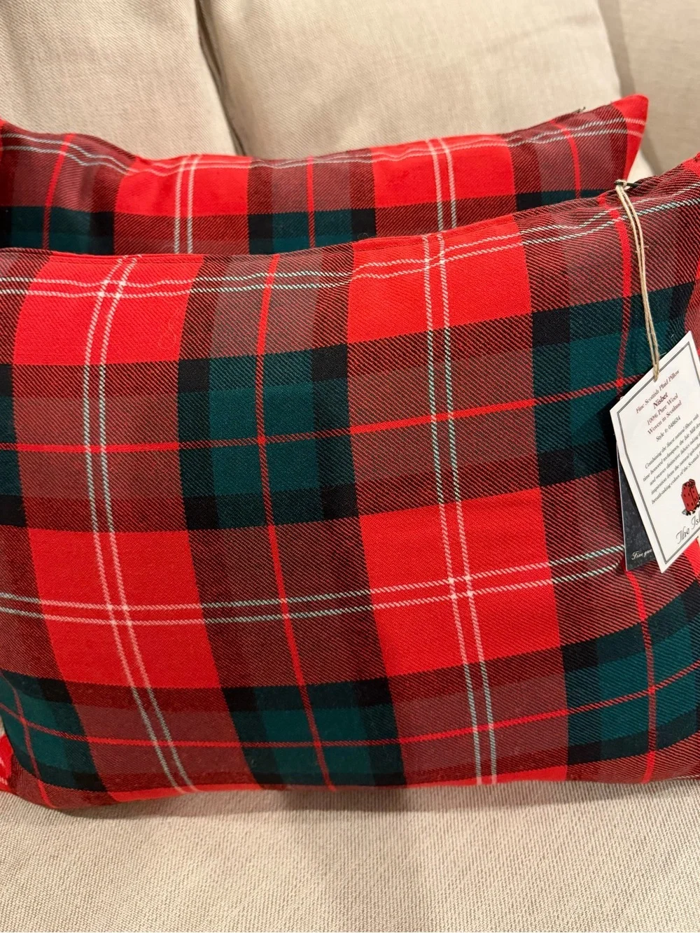 Festive Red & Green Plaid Holiday Accent Pillow